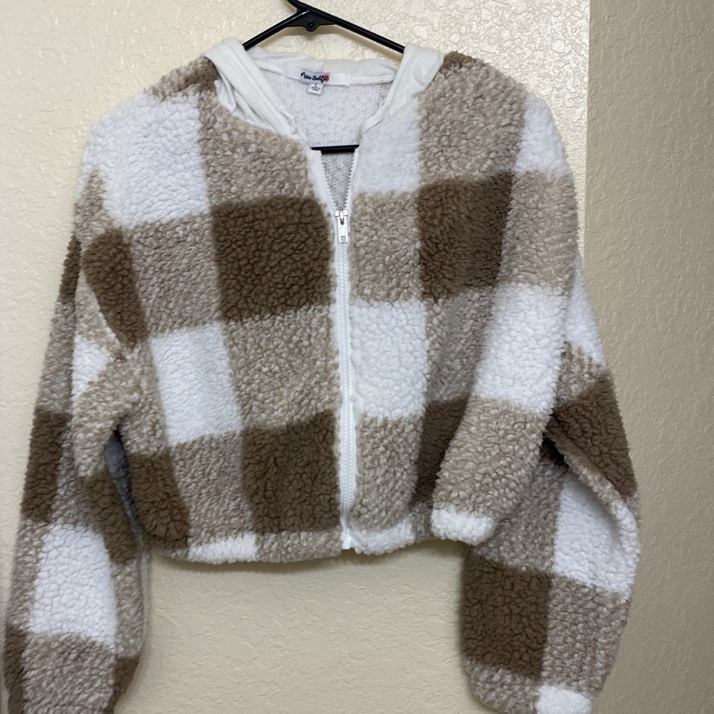 Brown and white crop top